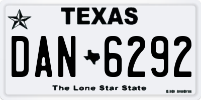 TX license plate DAN6292