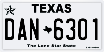 TX license plate DAN6301