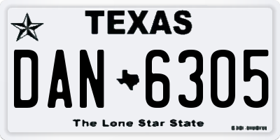 TX license plate DAN6305