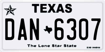 TX license plate DAN6307