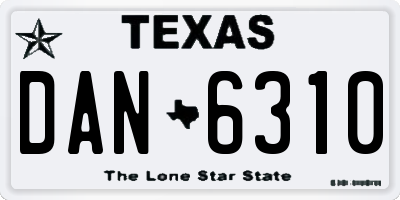 TX license plate DAN6310
