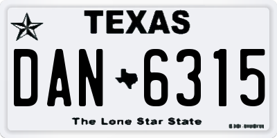 TX license plate DAN6315