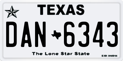 TX license plate DAN6343