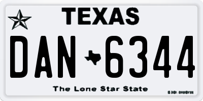 TX license plate DAN6344