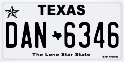 TX license plate DAN6346