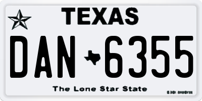 TX license plate DAN6355