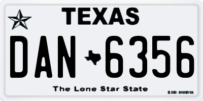 TX license plate DAN6356
