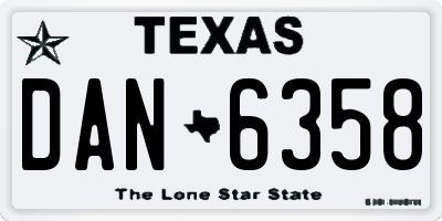 TX license plate DAN6358