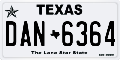 TX license plate DAN6364