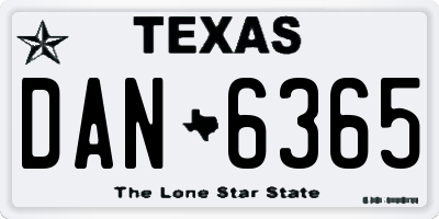 TX license plate DAN6365