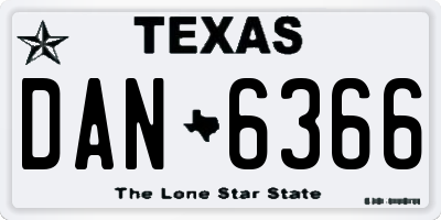 TX license plate DAN6366