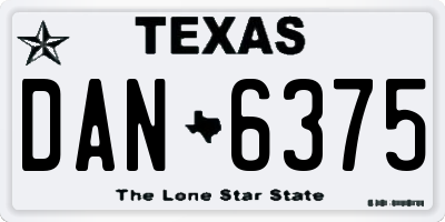 TX license plate DAN6375