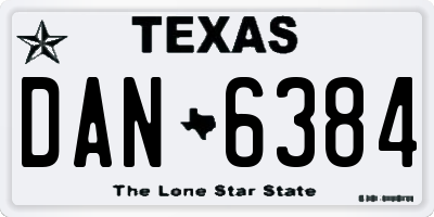 TX license plate DAN6384
