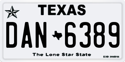 TX license plate DAN6389