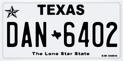TX license plate DAN6402