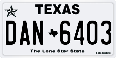TX license plate DAN6403