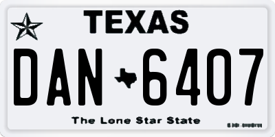 TX license plate DAN6407