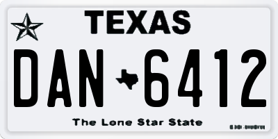 TX license plate DAN6412