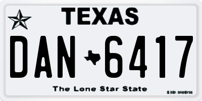 TX license plate DAN6417