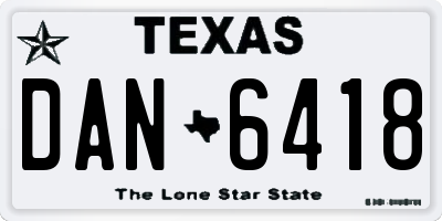 TX license plate DAN6418