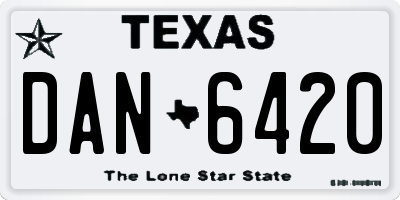 TX license plate DAN6420