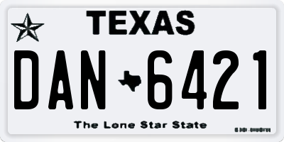 TX license plate DAN6421