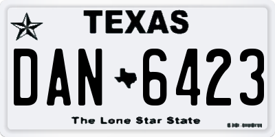 TX license plate DAN6423