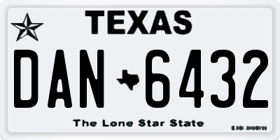 TX license plate DAN6432