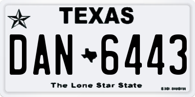 TX license plate DAN6443