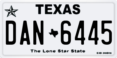 TX license plate DAN6445