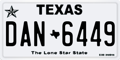 TX license plate DAN6449