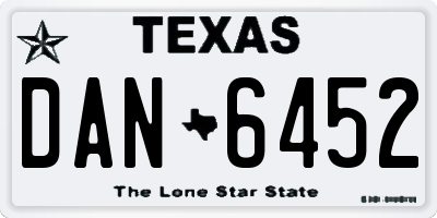 TX license plate DAN6452