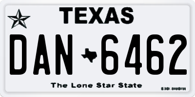 TX license plate DAN6462