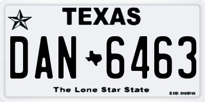 TX license plate DAN6463