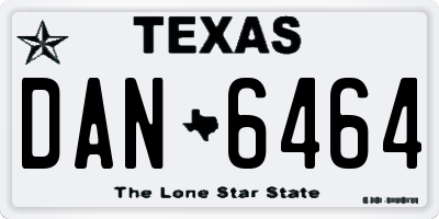 TX license plate DAN6464