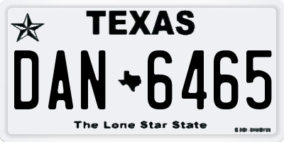TX license plate DAN6465