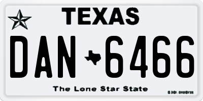 TX license plate DAN6466