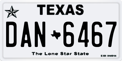 TX license plate DAN6467