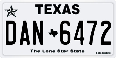 TX license plate DAN6472