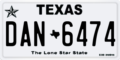 TX license plate DAN6474
