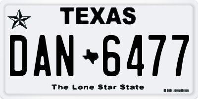 TX license plate DAN6477