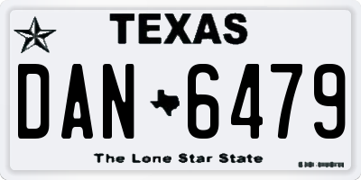 TX license plate DAN6479