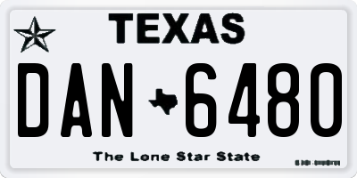 TX license plate DAN6480