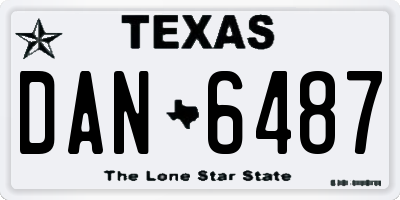 TX license plate DAN6487