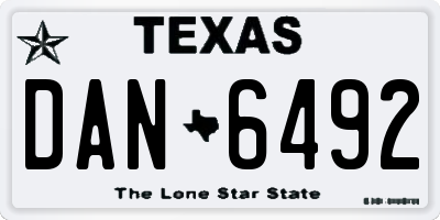 TX license plate DAN6492
