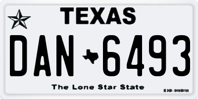 TX license plate DAN6493