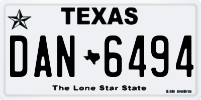 TX license plate DAN6494