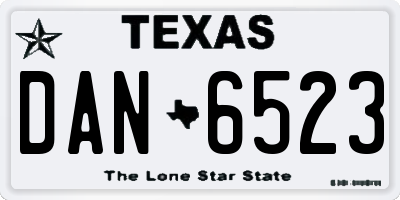 TX license plate DAN6523