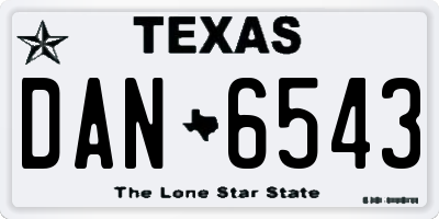 TX license plate DAN6543