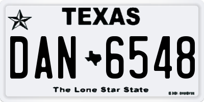 TX license plate DAN6548